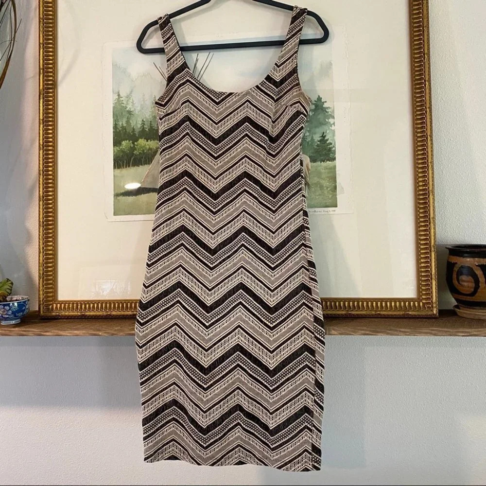 Soprano Chevron Stripe‎ Midi Fitted Tank Dress